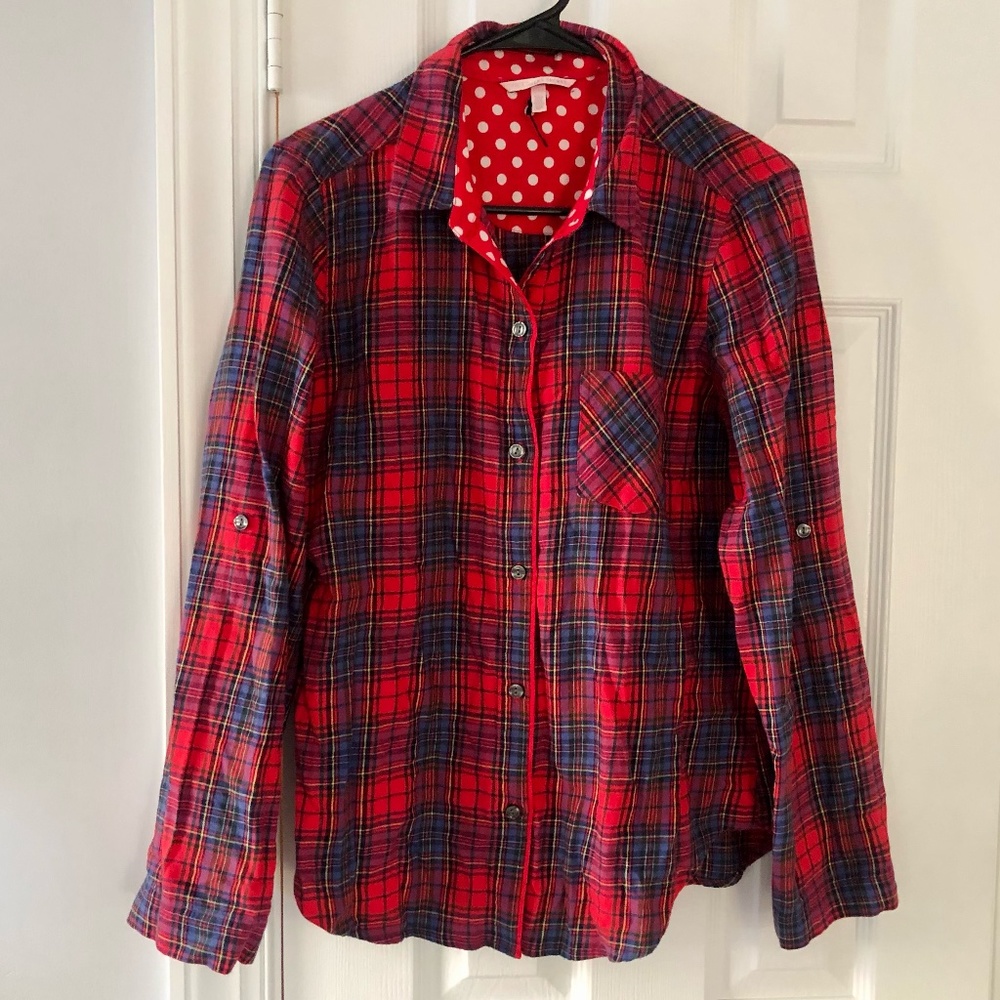 Victoria's Secret 100% Cotton Plaid Flannel Button Down Shirt